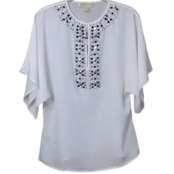 MICHAEL Michael Kors Women's Embellished Dolman Sleeve Tunic XS - Picture 1 of 10
